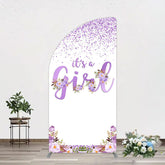 Lofaris Floral Lavender Sweet Girl Baby Shower Half Moon Arch Backdrop